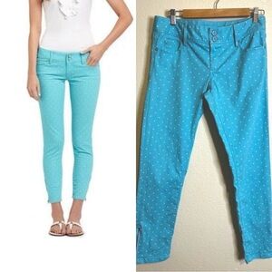 Lilly Pulitzer Sz 4 Blue Polka-dot Worth Skinny Zip Jeans Preppy Spring‎ Summer